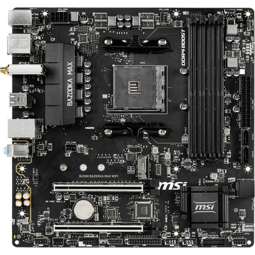 MSI B450M BAZOOKA MAX WIFI Desktop Motherboard - AMD B450 Chipset - Socket AM4 - Micro ATX