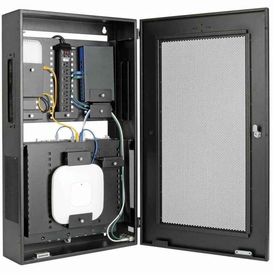 Eaton Tripp Lite Series SmartRack 3U Low-Profile Vertical-Mount Switch-Depth Wall-Mount Structured Wiring Enclosure, Adjustable Equipment Brackets