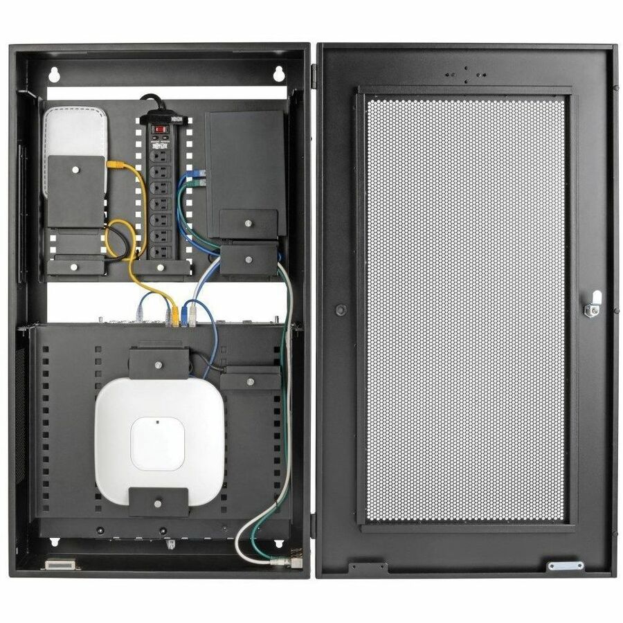 Eaton Tripp Lite Series SmartRack 3U Low-Profile Vertical-Mount Switch-Depth Wall-Mount Structured Wiring Enclosure, Adjustable Equipment Brackets