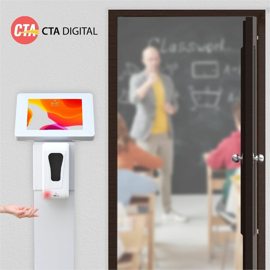CTA Digital Premium Locking Floor Stand Kiosk with Automatic Soap Dispenser (White)