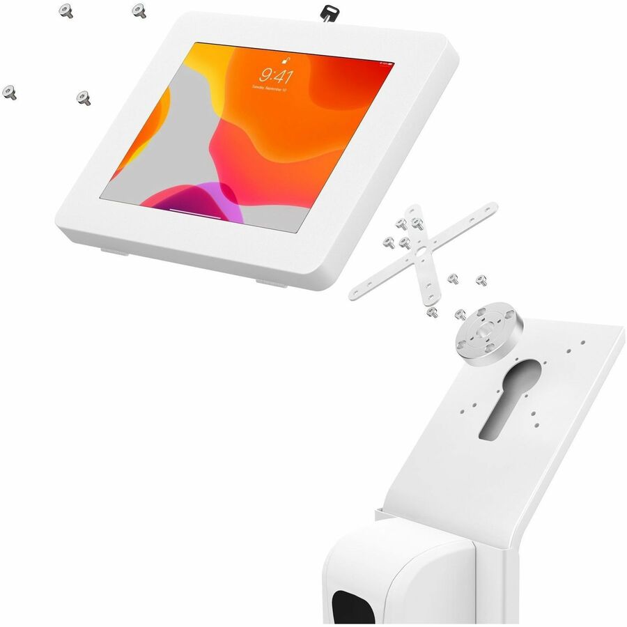 CTA Digital Premium Locking Floor Stand Kiosk with Automatic Soap Dispenser (White)