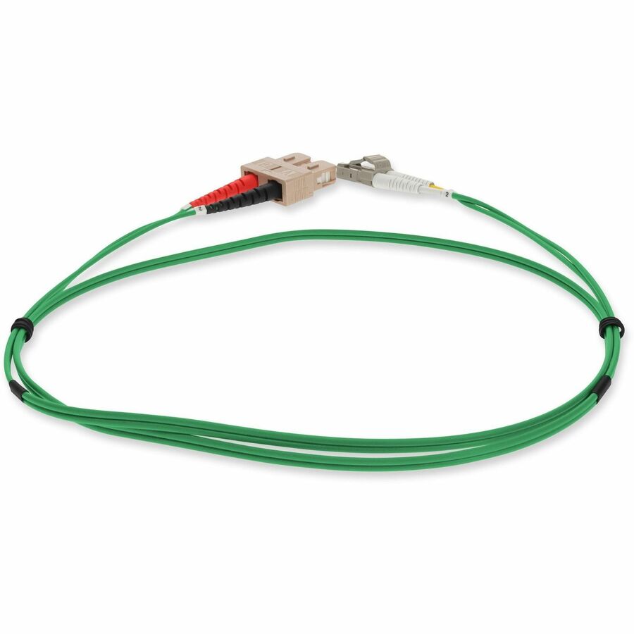 AddOn 3m SC (Male) to LC (Male) Green OM4 Duplex Fiber OFNP (Plenum-Rated) Patch Cable
