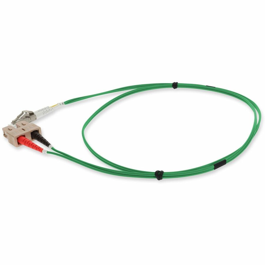 AddOn 3m SC (Male) to LC (Male) Green OM4 Duplex Fiber OFNP (Plenum-Rated) Patch Cable