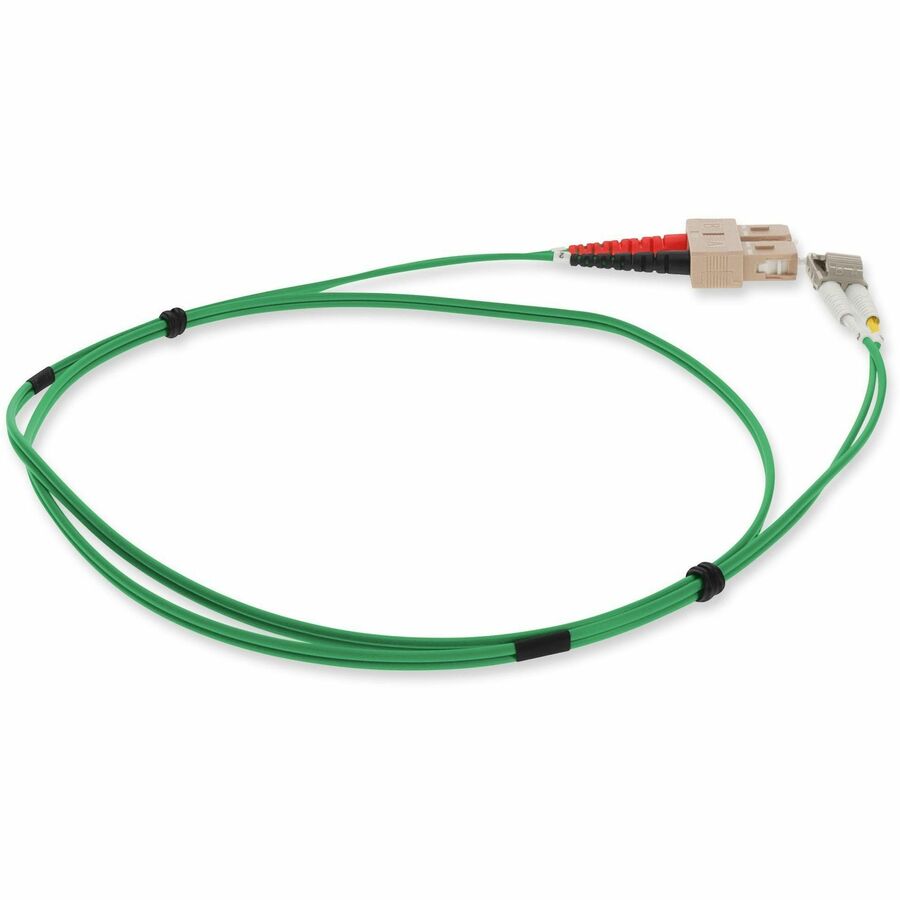 AddOn 3m SC (Male) to LC (Male) Green OM4 Duplex Fiber OFNP (Plenum-Rated) Patch Cable