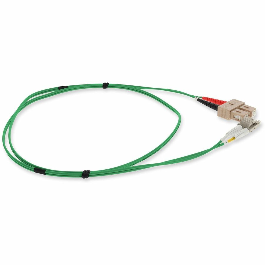 AddOn 3m SC (Male) to LC (Male) Green OM4 Duplex Fiber OFNP (Plenum-Rated) Patch Cable