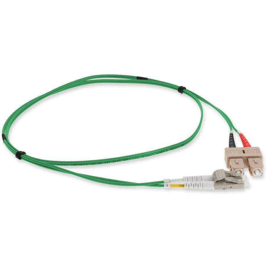 AddOn 3m SC (Male) to LC (Male) Green OM4 Duplex Fiber OFNP (Plenum-Rated) Patch Cable