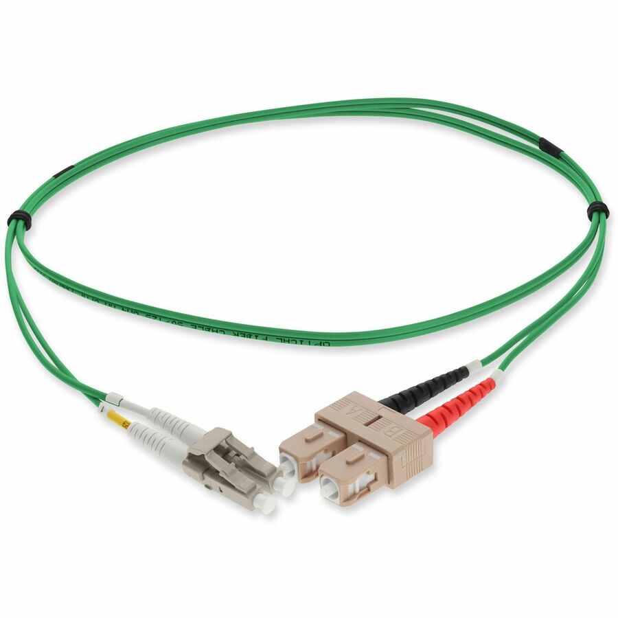 AddOn 3m SC (Male) to LC (Male) Green OM4 Duplex Fiber OFNP (Plenum-Rated) Patch Cable