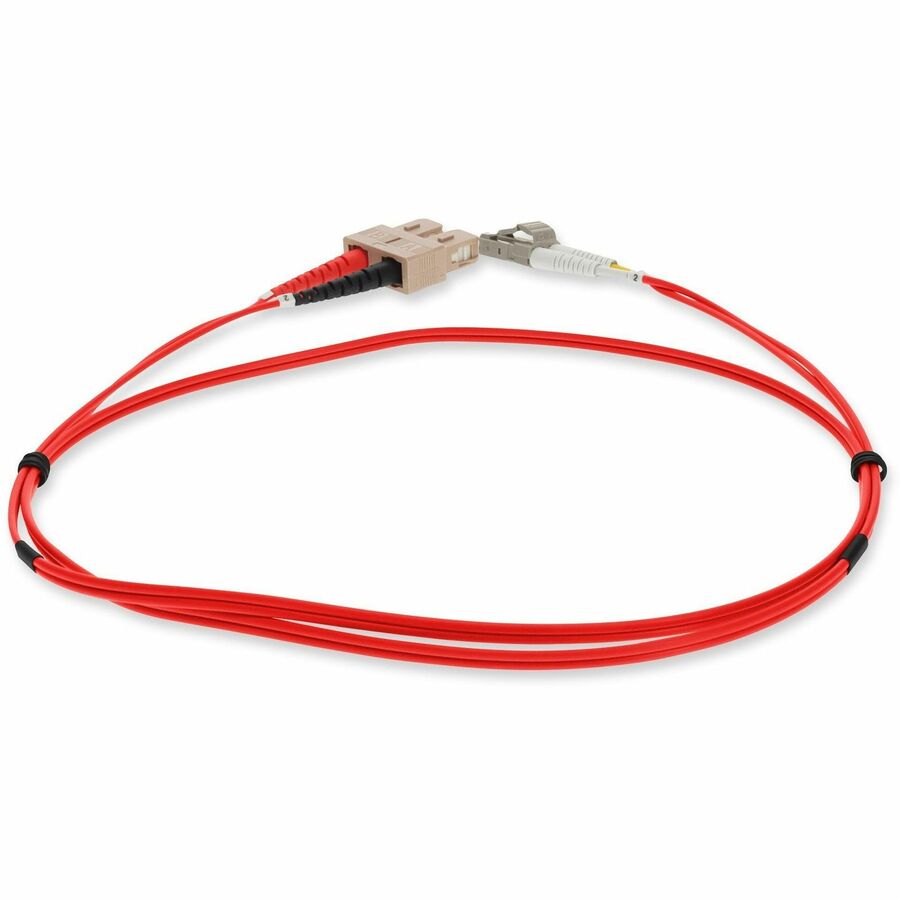 AddOn 3m SC (Male) to LC (Male) Red OM4 Duplex Fiber OFNP (Plenum-Rated) Patch Cable