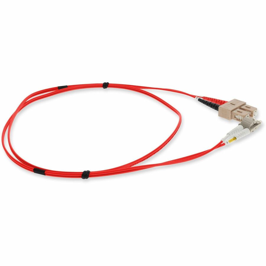 AddOn 3m SC (Male) to LC (Male) Red OM4 Duplex Fiber OFNP (Plenum-Rated) Patch Cable