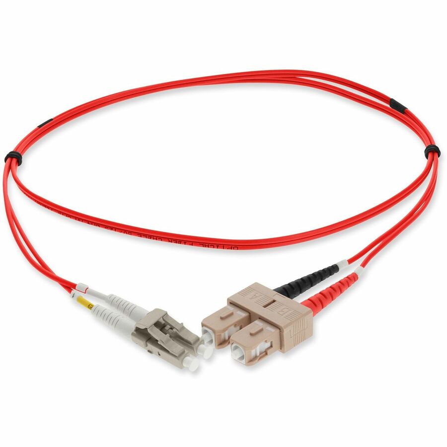 AddOn 3m SC (Male) to LC (Male) Red OM4 Duplex Fiber OFNP (Plenum-Rated) Patch Cable