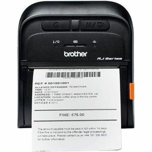 Brother RJ3055WB Mobile, Retail, Warehouse, Logistic Direct Thermal Printer - Monochrome - Handheld - Label/Receipt Print - USB - USB Host - Bluetooth 5.0 - IEEE 802.11a/b/g/n Wireless LAN - Near Field Communication (NFC)