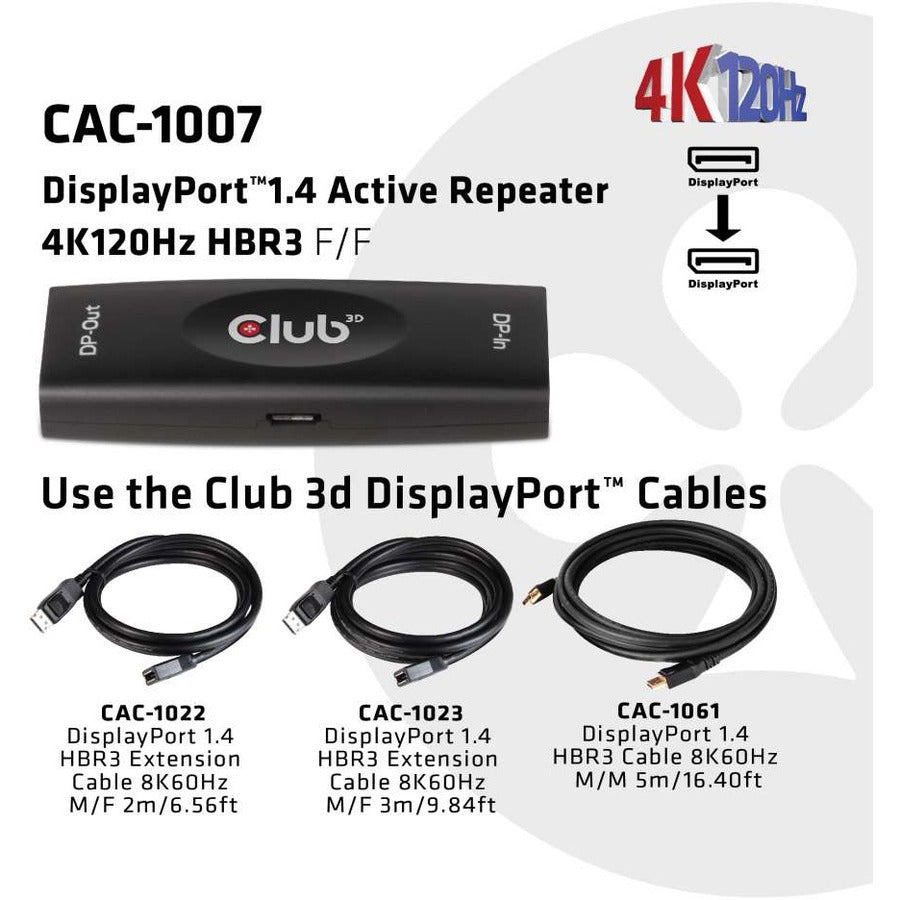 Club 3D DisplayPort 1.4 Active Repeater 4K120Hz HBR3 F/F