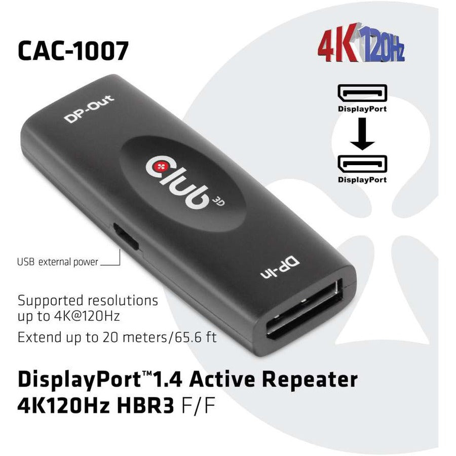 Club 3D DisplayPort 1.4 Active Repeater 4K120Hz HBR3 F/F