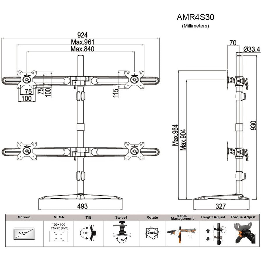 QUAD MONITOR STAND MOUNT