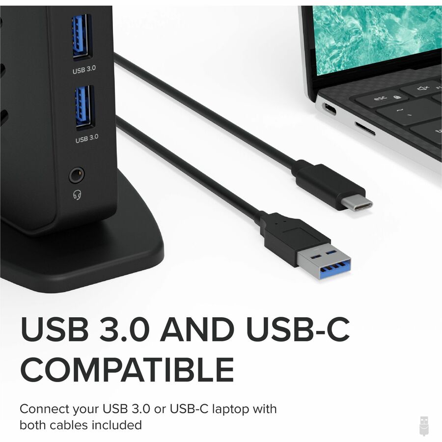 Plugable USB 3.0 and USB-C Universal Laptop Docking Station for Windows and Mac