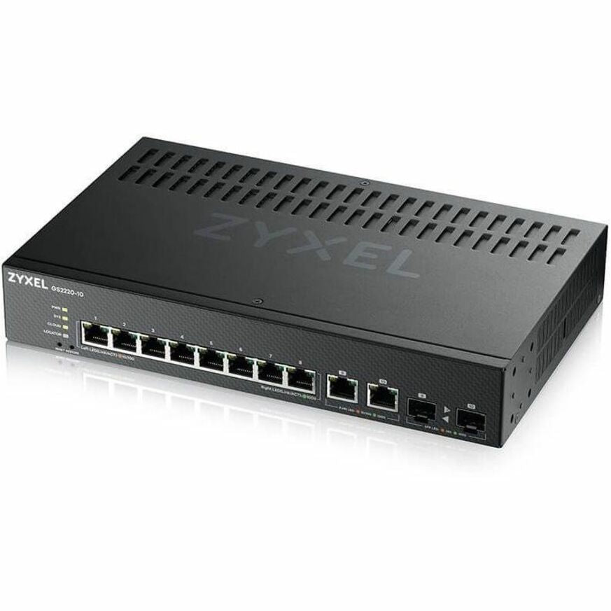 ZYXEL GS2220-10 8-Port Gigabit L2+ Managed and Nebula Pro Cloud Managed Switch with 2 SFP Uplinks