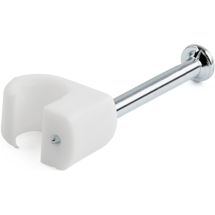 StarTech.com 100 Pk (M) Cable Clips w/ Nail - Reusable Nail-in Clamps - Cord Mounting/Holding Clips - Cable Tacks Wire Fasteners White TAA