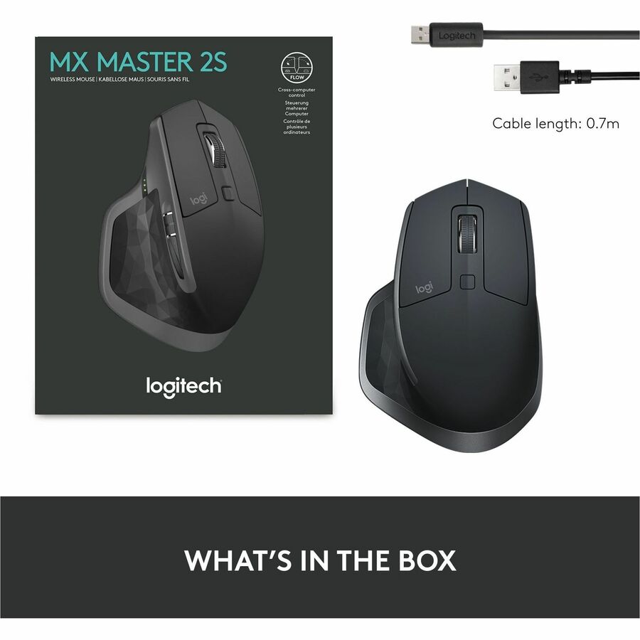 Logitech MX Master 2S Bluetooth Edition Wireless Mouse, Multi-Surface, Hyper-Fast Scrolling, Ergonomic, Graphite