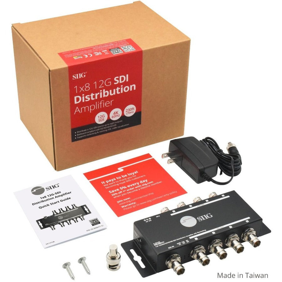SIIG 1x8 12G SDI Distribution Amplifier - 70M