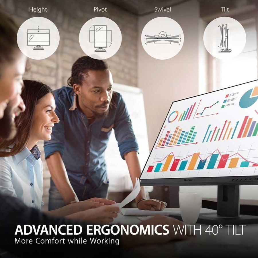 ViewSonic VG2756-4K 27 Inch IPS 4K Docking Monitor with 90W USB C, RJ45, HDMI, Display Port and 40 Degree Tilt Ergonomics for Home and Office