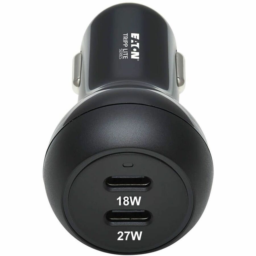 Eaton Tripp Lite Series Dual-Port USB-C Car Charger with 45W PD Charging - USB-C (27W), USB-C (18W), Black
