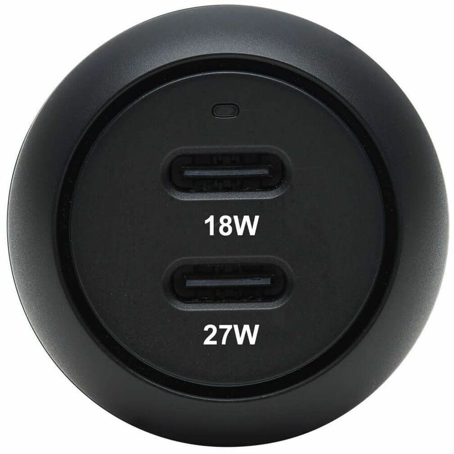 Eaton Tripp Lite Series Dual-Port USB-C Car Charger with 45W PD Charging - USB-C (27W), USB-C (18W), Black