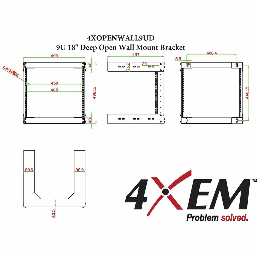 9U WALLMOUNT OPEN FRAME 18IN