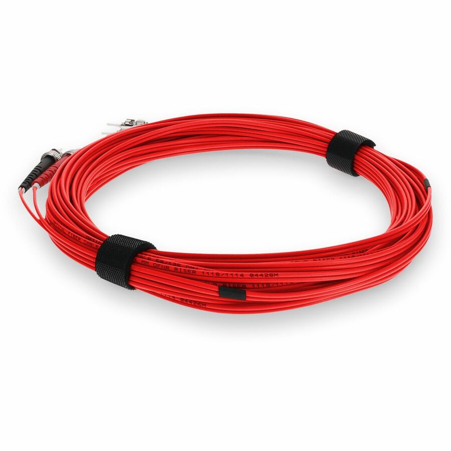 AddOn 3m ST (Male) to ST (Male) Red OM3 Duplex Fiber OFNR (Riser-Rated) Patch Cable