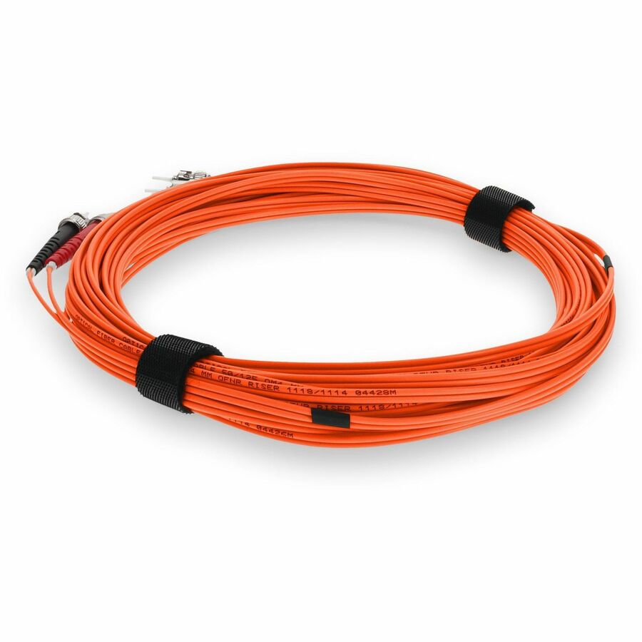 AddOn 5m ST (Male) to ST (Male) Orange OM3 Duplex Plenum-Rated Fiber Patch Cable