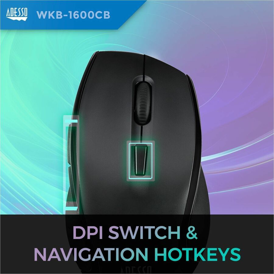 Adesso TruForm 1600 Wireless Ergonomic Keyboard and Optical Mouse