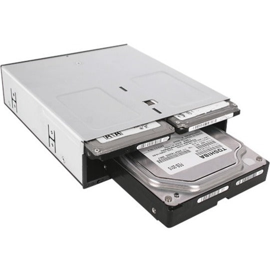 Icy Dock FlexiDOCK MB095SP-B Drive Enclosure for 5.25" SATA/600 - Serial ATA/600 Host Interface Internal - Black, Silver
