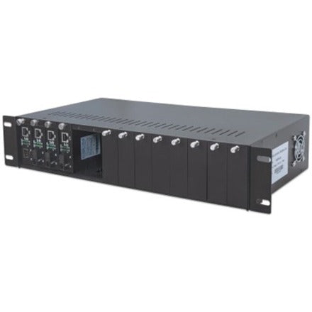 Intellinet 14-Slot Media Converter Chassis, Includes redundant power supply, 19" rackmountable, 2 U (With 2 Pin Euro Power Adapter)