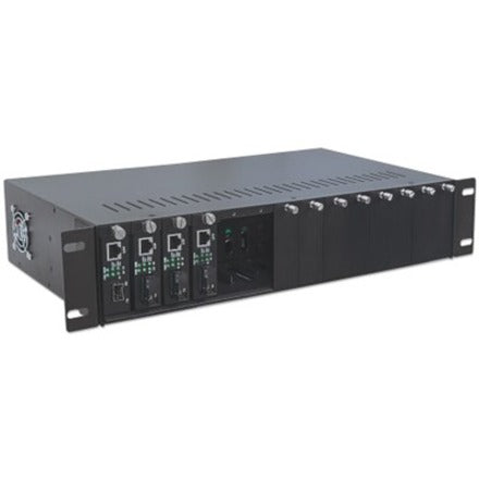 Intellinet 14-Slot Media Converter Chassis, Includes redundant power supply, 19" rackmountable, 2 U (With 2 Pin Euro Power Adapter)