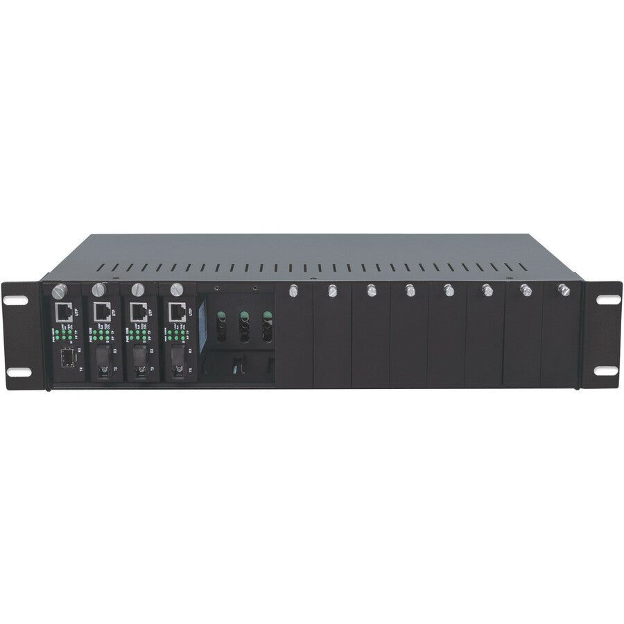 Intellinet 14-Slot Media Converter Chassis, Includes redundant power supply, 19" rackmountable, 2 U (With 2 Pin Euro Power Adapter)
