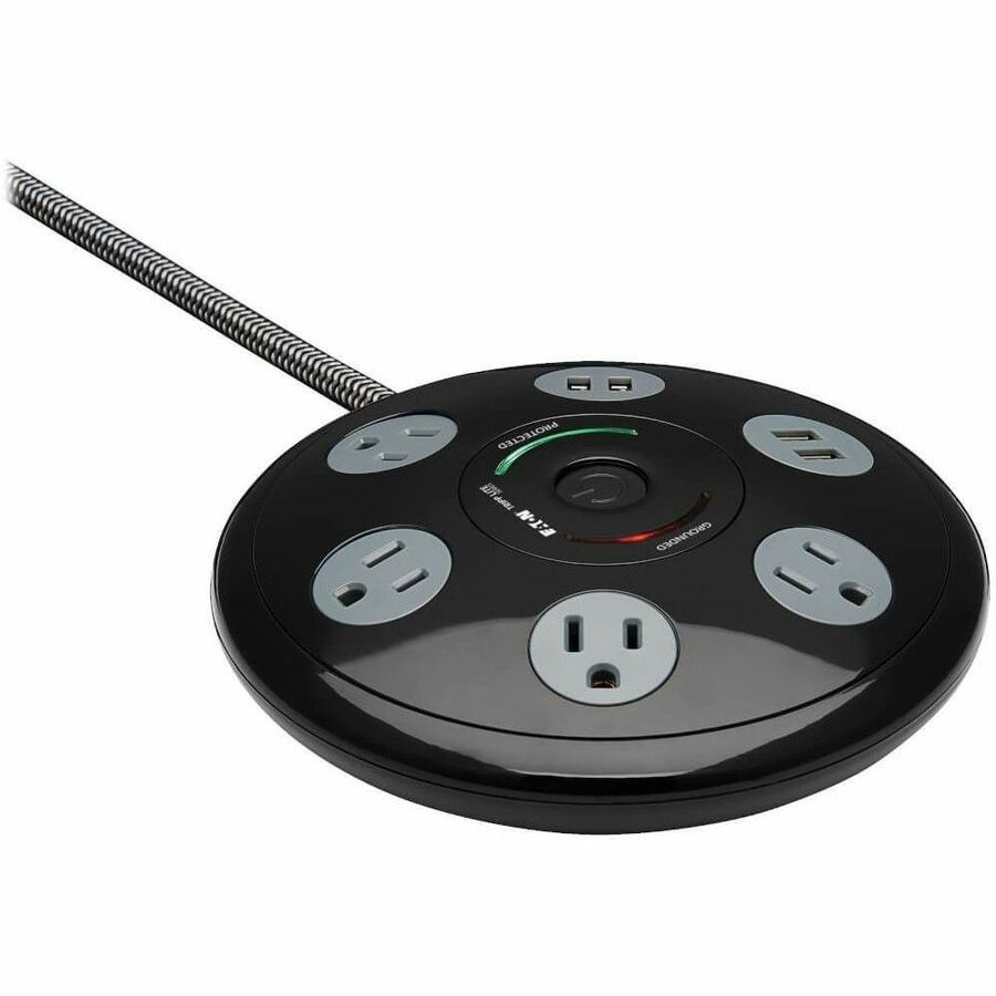 Eaton Tripp Lite Series Conference Power Surge Protector - 4 NEMA 5-15R Outlets, 4 USB-A Ports, 6-ft. (1.83 m) Cord, Black