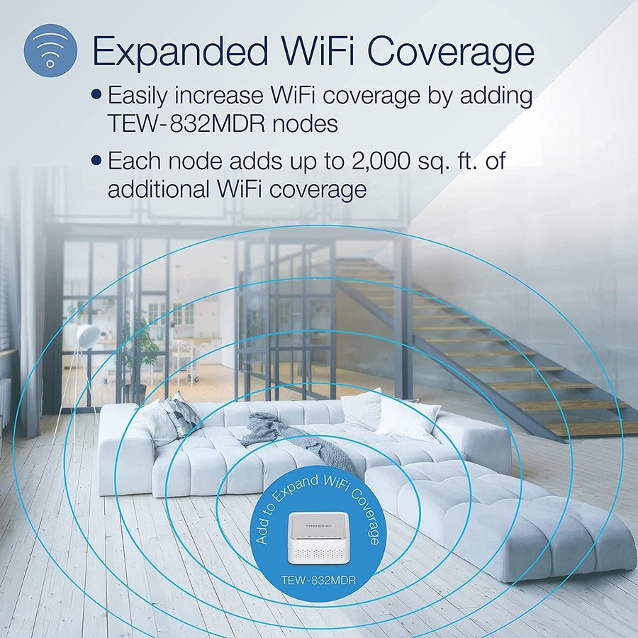 TRENDnet AC1200 WiFi EasyMesh Remote Node, App-Based Setup Utility, Seamless WiFi Roaming, Beamforming,Supports 2.4GHz and 5GHz Devices, TEW-832MDR, White