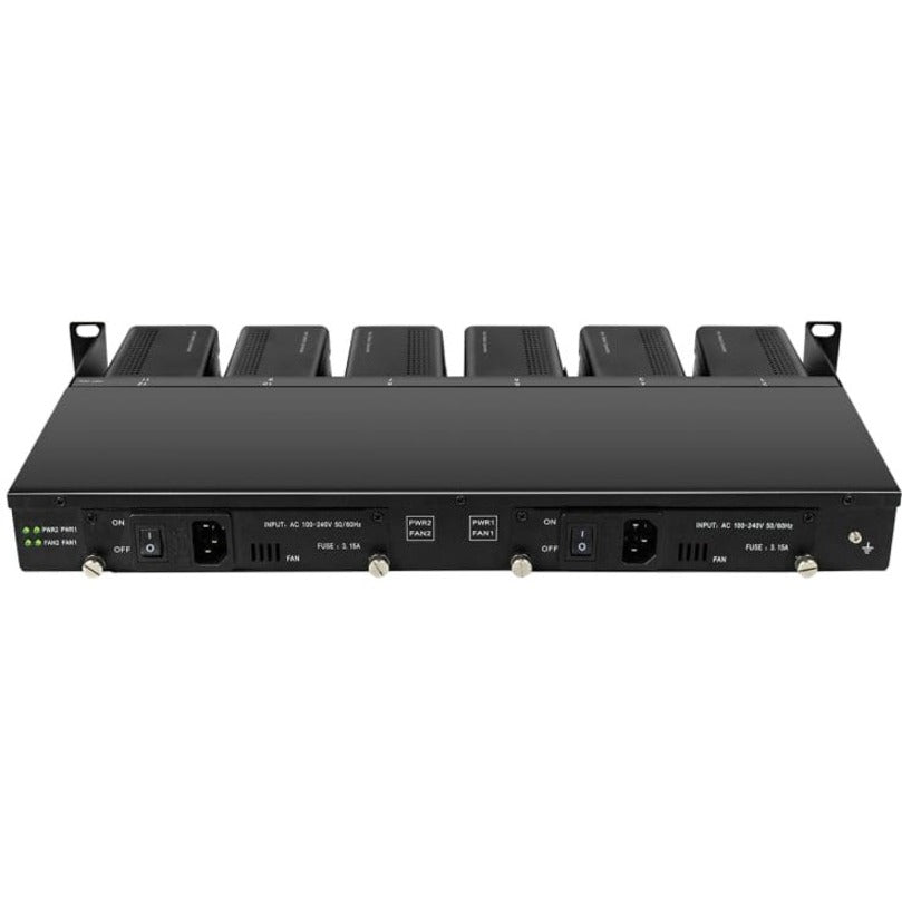 Axiom Mini-Media Converter Rack Mount Chassis - 1U, 12 Slots, Dual AC 220v