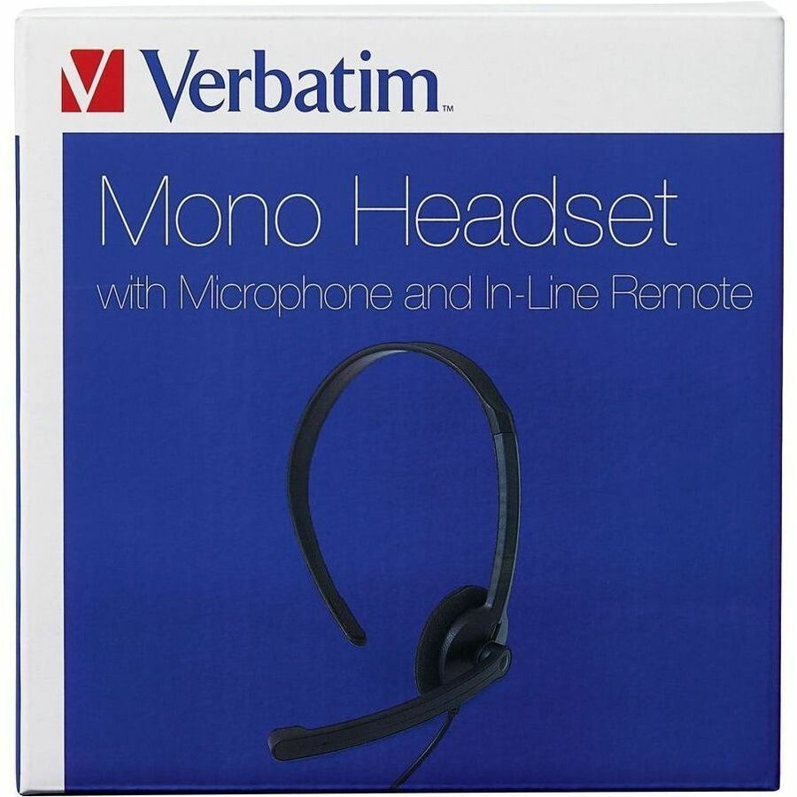 Verbatim Mono Headset with Microphone and In-Line Remote