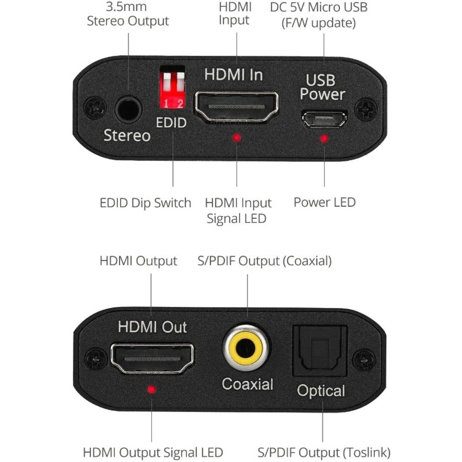 SIIG 4K HDMI with Audio Extractor Converter - Analog Stereo/Toslink Optical/Coaxial S/PDIF
