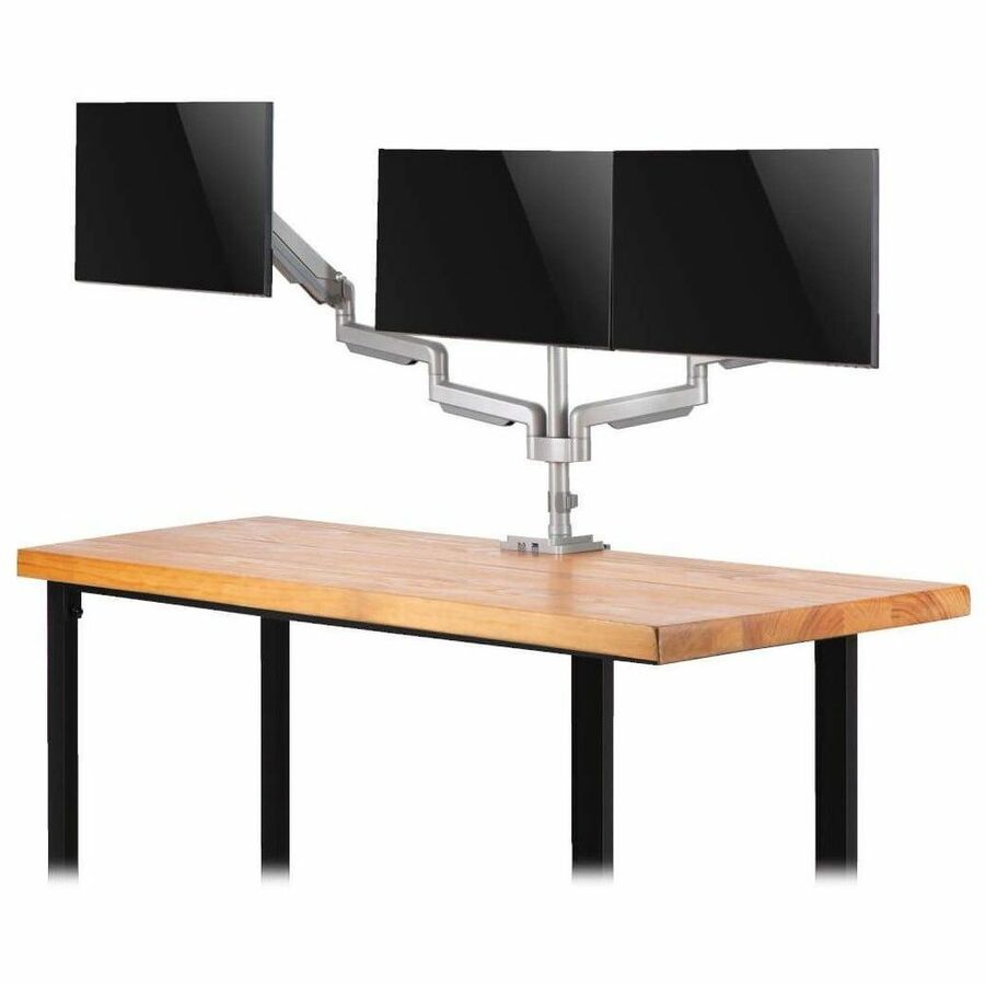 Eaton Tripp Lite Series Triple-Display Gas-Spring Flex-Arm Desktop Clamp and Grommet for 17" to 30" Flat-Screen Displays - USB and Audio Ports, Aluminum
