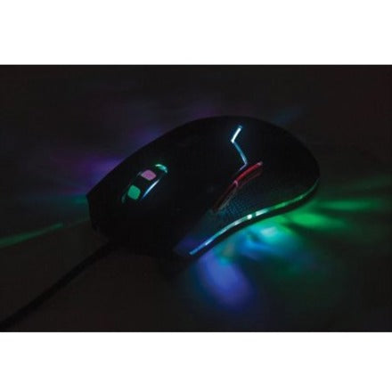 Manhattan Wired Optical Gaming USB-A Mouse with LEDs, 480 Mbps (USB 2.0), Six Button, Scroll Wheel, 800-2400dpi, Black with Red Buttons, Three Year Warranty