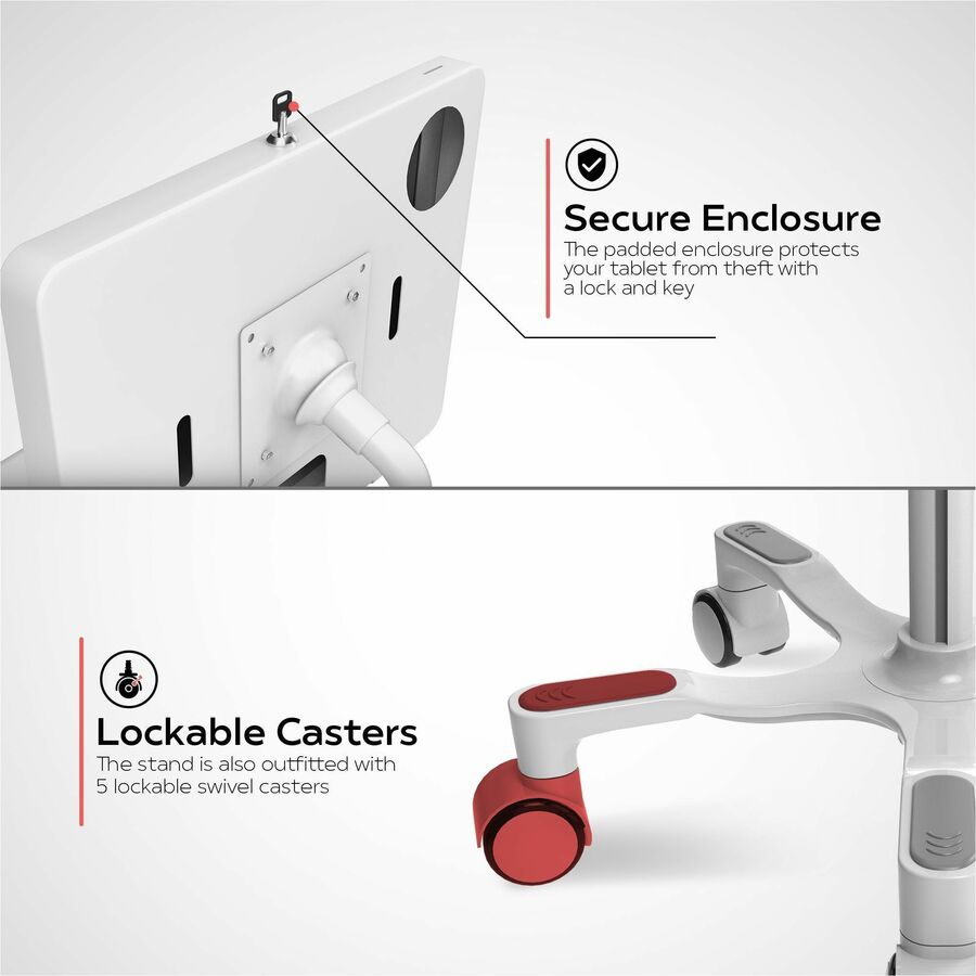 CTA Digital Medical Grade Anti-Microbial VESA Floor Stand with Universal Security Enclosure