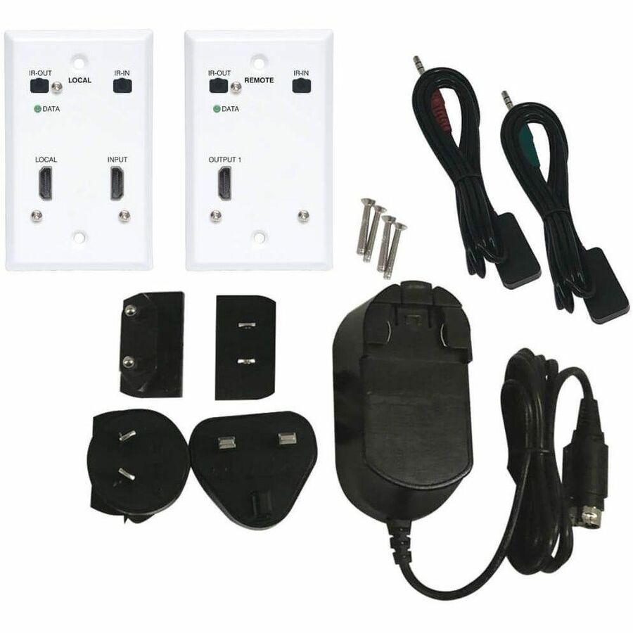 Eaton Tripp Lite Series HDMI over Cat6 Extender Kit, Wallplate, 4K 60Hz, 4:4:4, IR, PoC, HDR, HDCP 2.2, 230 ft., TAA