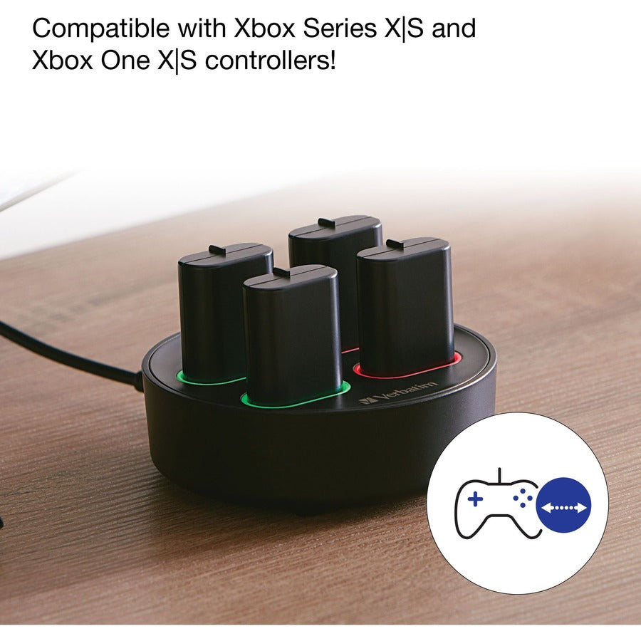 Verbatim Charging Stand for use with Xbox Controller Rechargeable Battery Packs