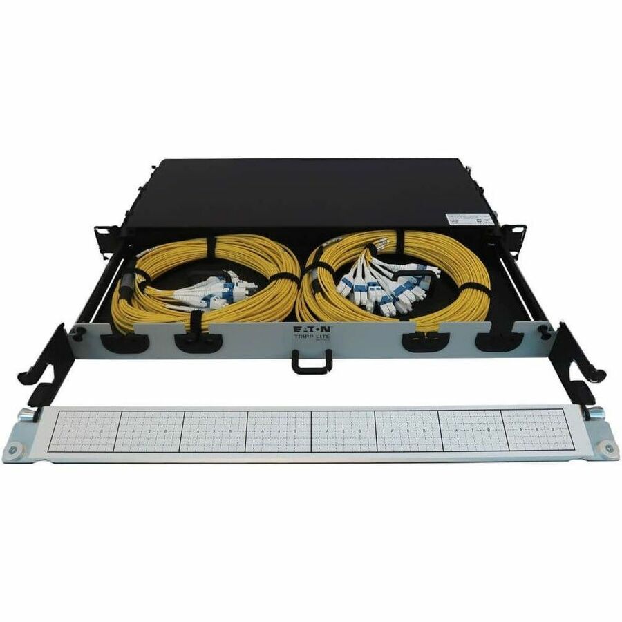 Eaton Tripp Lite Series Preloaded Fiber Panel, 1U - 2x (24F MTP/MPO-APC to 12x LC Duplex F/M) 24F Trunk Cables, OS2 Singlemode, 20 m (65.6 ft.)