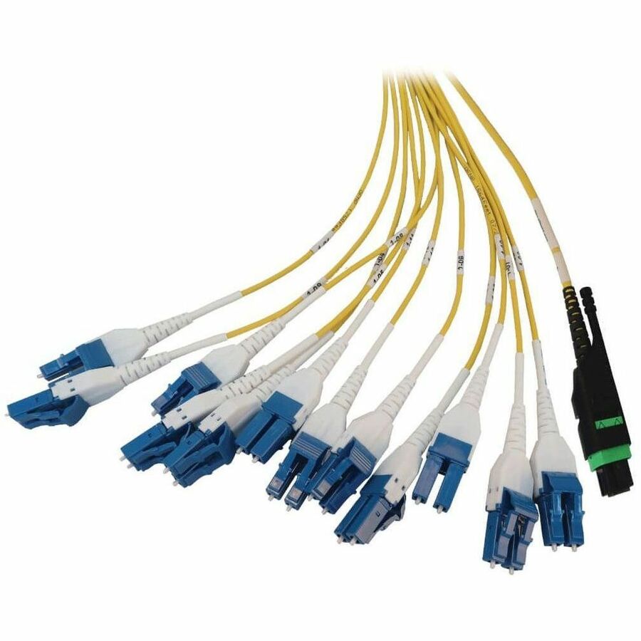 Eaton Tripp Lite Series Preloaded Fiber Panel, 1U - 2x (24F MTP/MPO-APC to 12x LC Duplex F/M) 24F Trunk Cables, OS2 Singlemode, 20 m (65.6 ft.)