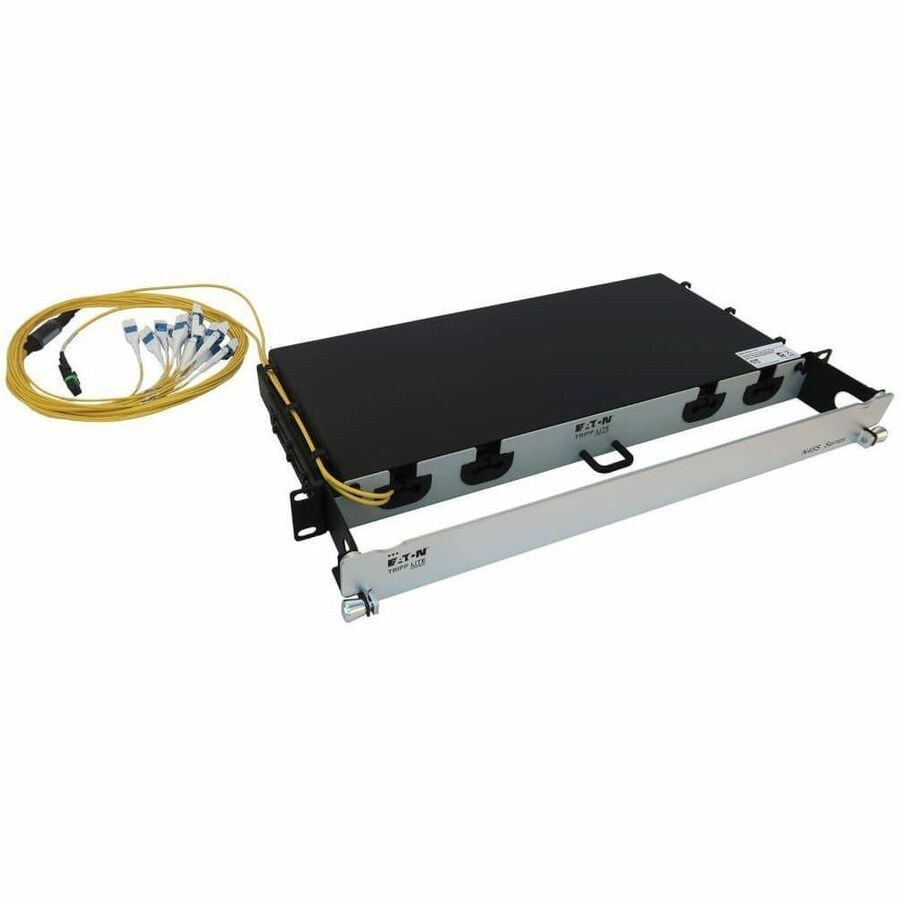 Eaton Tripp Lite Series Preloaded Fiber Panel, 1U - 2x (24F MTP/MPO-APC to 12x LC Duplex F/M) 24F Trunk Cables, OS2 Singlemode, 20 m (65.6 ft.)
