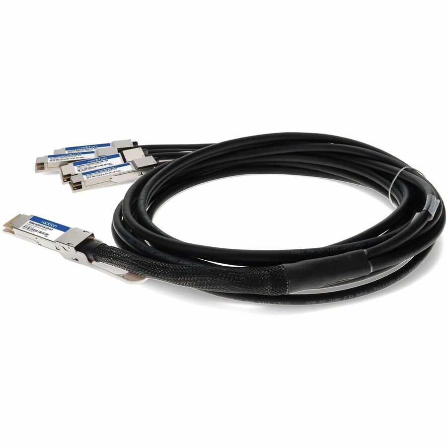 AddOn MSA and TAA Compliant 400GBase-CU QSFP-DD 400G to 4xQSFP56 100G PAM-4 Direct Attach Cable (Passive Twinax, 1m)