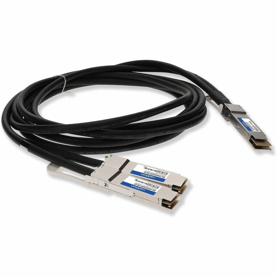 AddOn Dell DAC-Q56DD-2Q28-2-5M Compatible TAA Compliant 200GBase-CU QSFP-DD 200G to 2xQSFP28 100G NRZ Direct Attach Cable (Passive Twinax, 2.5m)