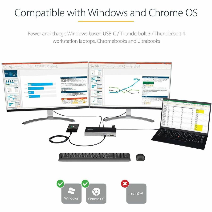 StarTech.com USB C Dock, Triple 4K Monitor USB-C Docking Station with DP 1.4 & DSC, 2x DisplayPort & 1x HDMI, 100W PD, 6x USB (2x 10Gbps)